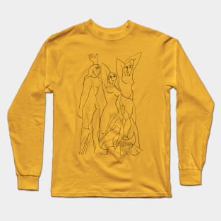 Line Art - Les Demoiselles d'Avignon Long Sleeve T-Shirt